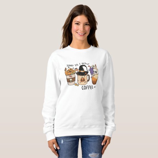 Sweatshirt Coupe du café d'Halloween (Devant entier)