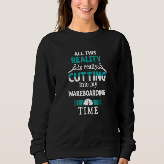 Sweatshirt Couper dans mon temps de wakeboard Humour de wakeb (Devant)