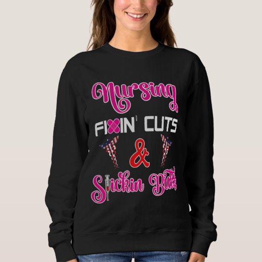 Sweatshirt Coupes de fixation pour soins infirmiers et bouton (Devant)
