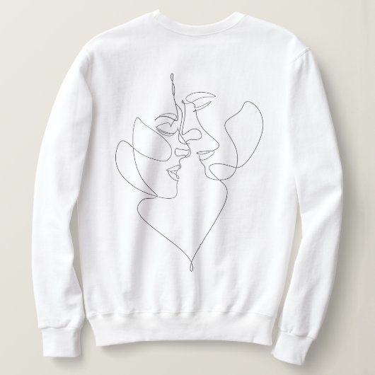 Sweatshirt Couple amour art lignes continues des visages de p (Design dos)