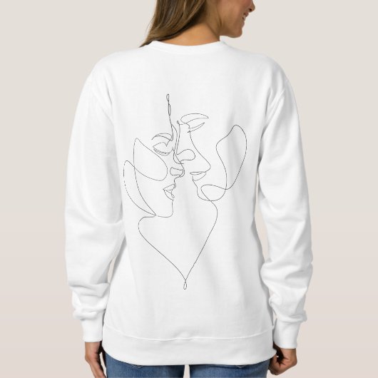 Sweatshirt Couple amour art lignes continues des visages de p (Dos)