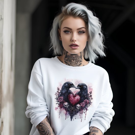 Sweatshirt Couple Corbeau Gothique