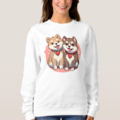 Sweatshirt Couple de chien japonais avec les coeurs (Devant)