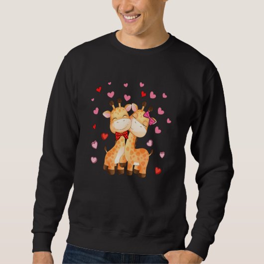 Sweatshirt Couple Giraffes Valentine's Hearts Matching Family (Devant)