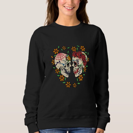 Sweatshirt Couple Sugar Skull Day Of The Dead Festival Costum (Devant)
