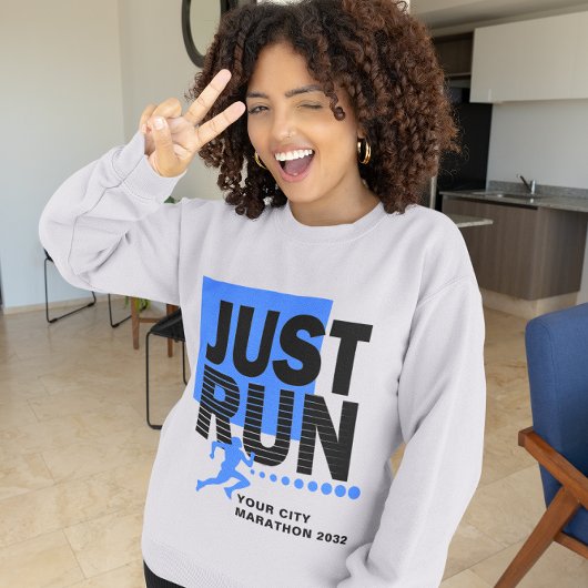 Sweatshirt Courez juste Blue Marathon Course de piste féminin