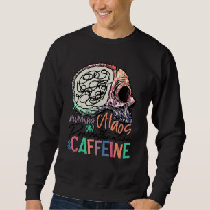 Sweatshirt Courir Sur Chaos Procrastination Caféine Squelette