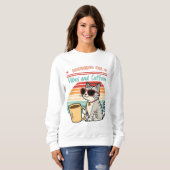 Sweatshirt Courir sur Vibes et Caféine - Cool Cat Retro (Devant entier)
