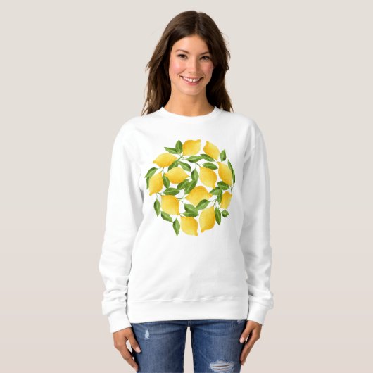 Sweatshirt Couronne de citrons d'aquarelle (Devant entier)