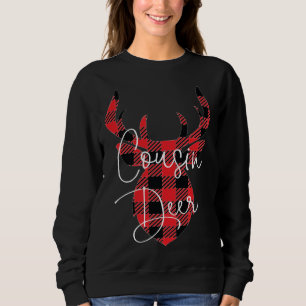 Sweatshirt Cousin Deer Christmas Pajama Rouge Plaid Buffalo M