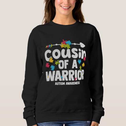 Sweatshirt Cousin of a Warriors Autism Family Puzzle Awarenes (Devant)