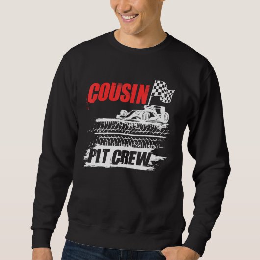 Sweatshirt Cousin Pit Crew Voiture Racer À damiers Drapeau Ra (Devant)
