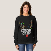 Sweatshirt Coussin Écran de Noël Pyjama Reindeer Lumières Mat (Devant entier)