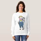 Sweatshirt Cow as Farmer with Pitchfork (Devant entier)