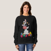Sweatshirt Cow Bunny Ear With Egg Easter Easter Day Classic (Devant entier)