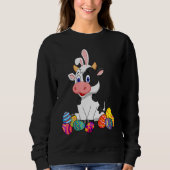 Sweatshirt Cow Bunny Ear With Egg Easter Easter Day Classic (Devant)