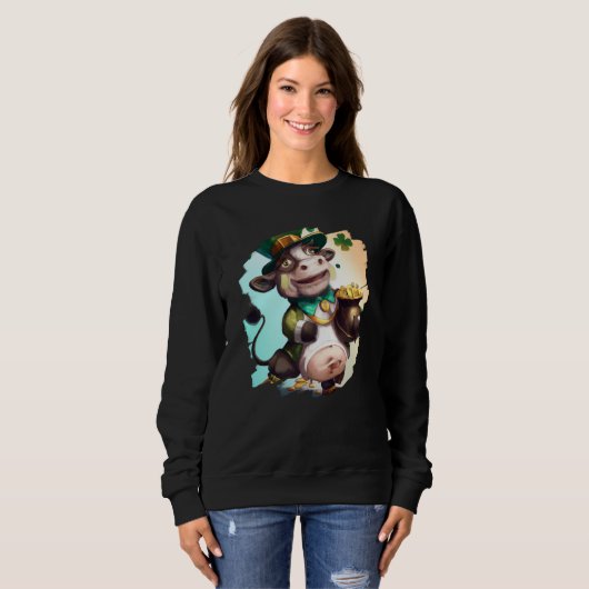 Sweatshirt Cow Leprechaun Cows St Patricks Day (Devant entier)
