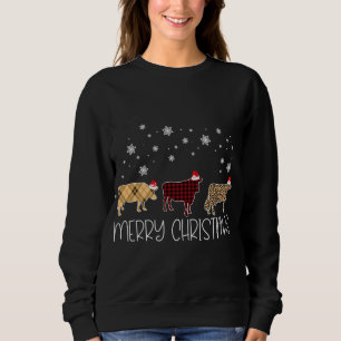 Sweatshirt Cow Merry Christmas Cute Plaid Leopard X-Mas Pajam