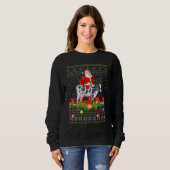 Sweatshirt Cow   Ugly Santa Riding Cow Christmas (Devant entier)