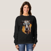Sweatshirt Cow With Sunglasses Farmer 1 (Devant entier)