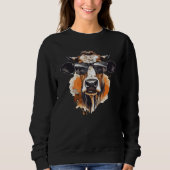 Sweatshirt Cow With Sunglasses Farmer 2 (Devant)