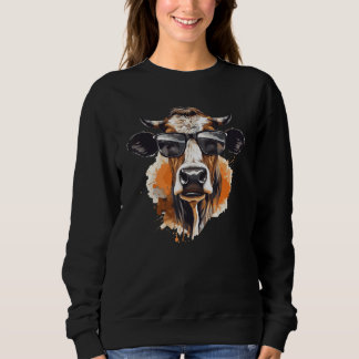 Sweatshirt Cow With Sunglasses Farmer 2