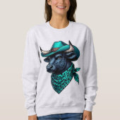 Sweatshirt Cowboy Bull avec Casquette Turquoise et Écharpe à  (Devant)