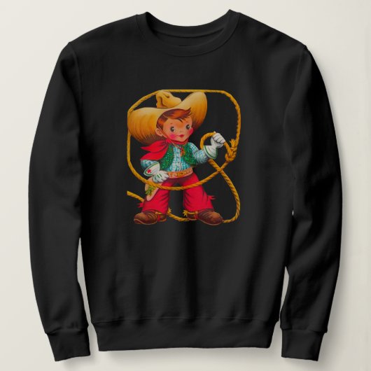 Sweatshirt Cowboy Retro Boy Child Cute Western (Design devant)