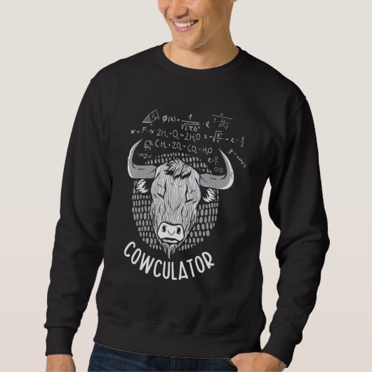 Sweatshirt Cowculator Highland Cow Farmer Grass Puppy Math (Devant)