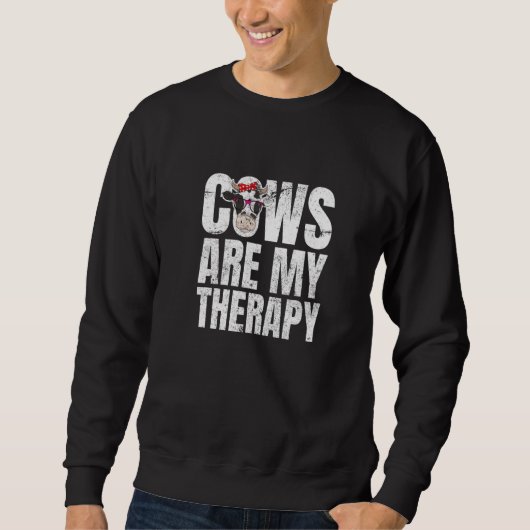 Sweatshirt Cows Are My Therapy Farmer Premium (Devant)