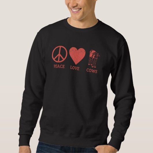 Sweatshirt Cows  Men Women Peace Love Cows (Devant)