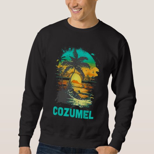 Sweatshirt Cozumel Mexico Tropical Sunset Beach Souvenir Vaca (Devant)