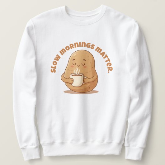 Sweatshirt Cozy Brown Cartoon Potato Warm Mug Morning Art (Design devant)