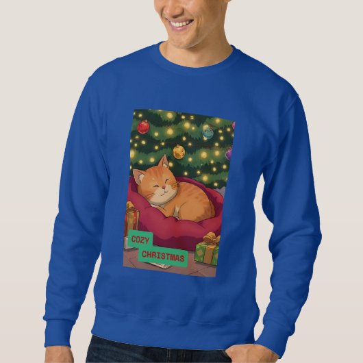 Sweatshirt Cozy Christmas with an Orange Cat (Devant)
