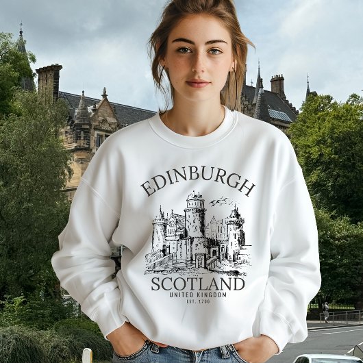 Sweatshirt Cozy Vintage Edinburgh | Castle Retro Design