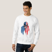 Sweatshirt Crâne avec drapeau américain (Devant entier)