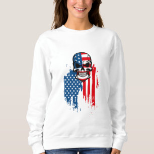 Sweatshirt Crâne avec drapeau américain
