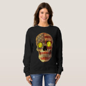 Sweatshirt Crâne avec nous drapeau Cool de balle molle (Devant entier)
