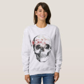 Sweatshirt Crâne avec stylo et Roses d'encre (Devant entier)