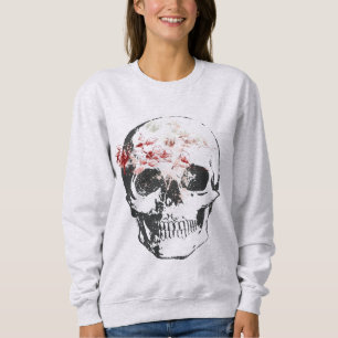Sweatshirt Crâne avec stylo et Roses d'encre