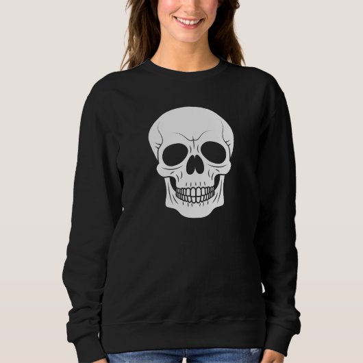 Sweatshirt Crâne blanc silhouette simple Halloween effrayant (Devant)
