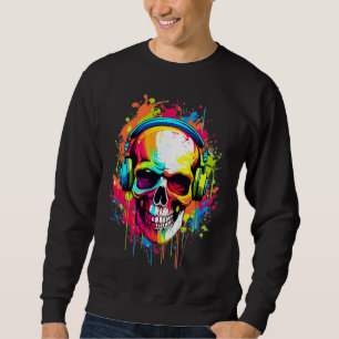 Sweatshirt Crâne coloré portant un casque