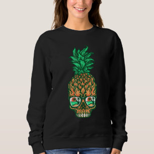 Sweatshirt Crâne d'ananas Aloha Beach Goth tropical hawaïen