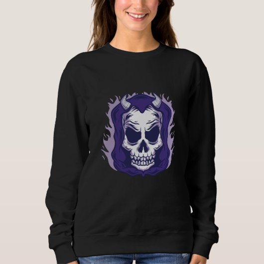 Sweatshirt Crâne effrayant squelette de visage (Devant)
