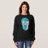 Sweatshirt Crâne en cristal bleu (Devant entier)
