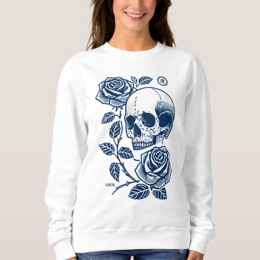 Sweatshirt Crâne et Rose (Devant)
