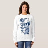 Sweatshirt Crâne et Rose (Devant entier)