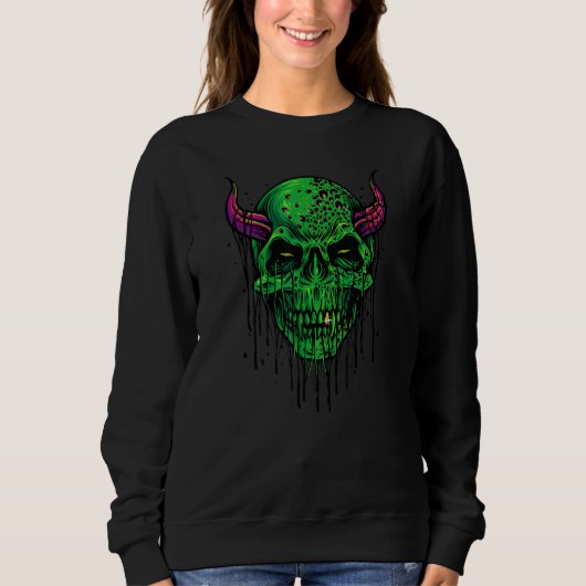 Sweatshirt Crâne Évêque Zombie vibrations Halloween (Devant)