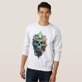 Sweatshirt Crâne floral avec bougie Pixel art (Devant entier)
