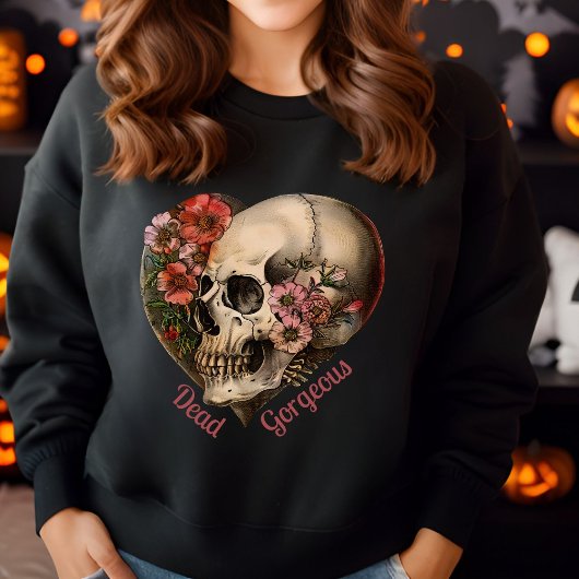 Sweatshirt Crâne Floral Coeur Design